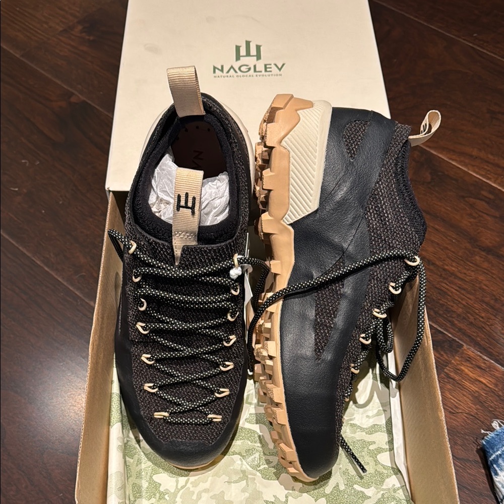 Blackstone Black and Tan High-Top Athletic Shoes